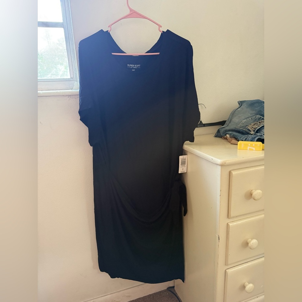 torrid Black Super Soft Knit Tee Dress with V-Neck